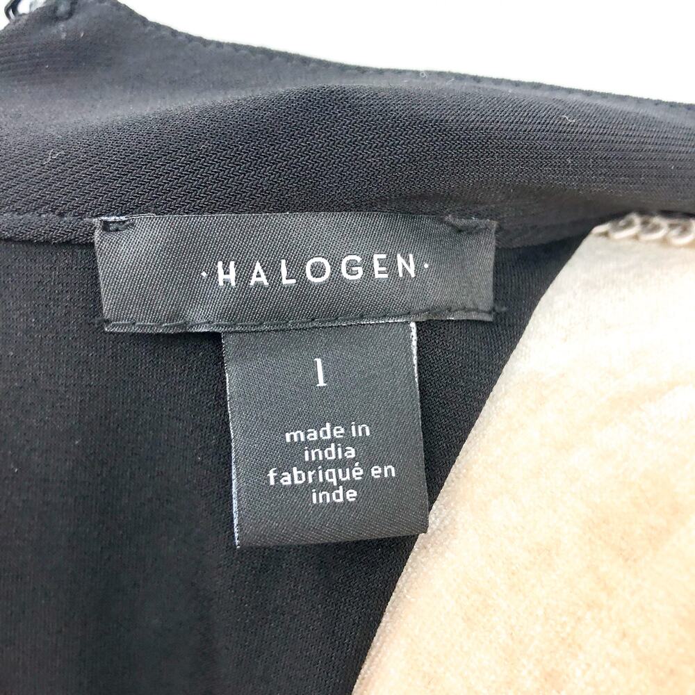 HALOGEN Women's Long Sleeve Ring Belted Dress Large Rich Black Jersey NWT - Picture 7 of 10
